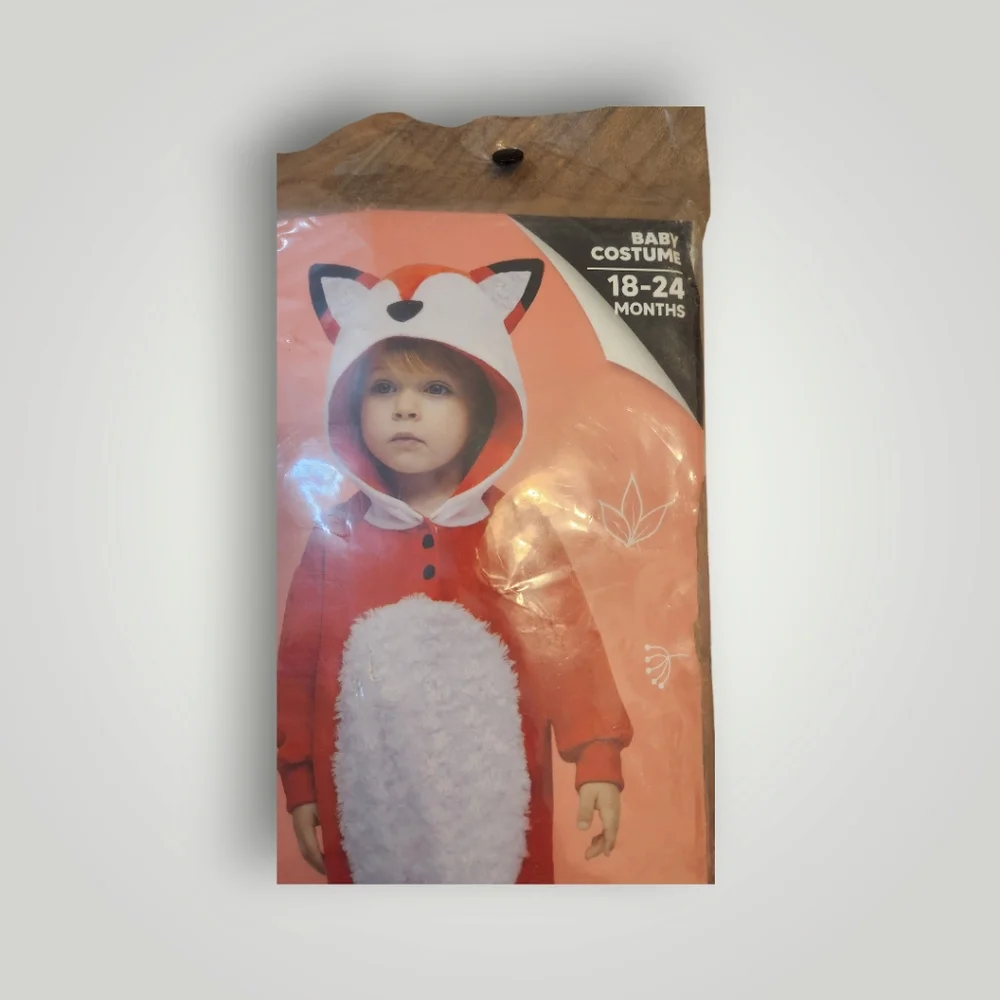 Halloween Baby Fox CostumeFurry Fox Toddler Jumpsuit Button Hooded 18-24 M